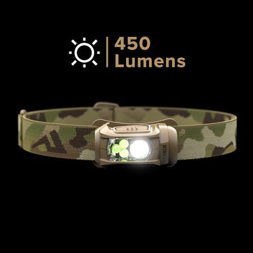 Princeton Tec Remix LED Headlamp 450 Lumens Multicam wRed LEDs RMX300-RD-MC