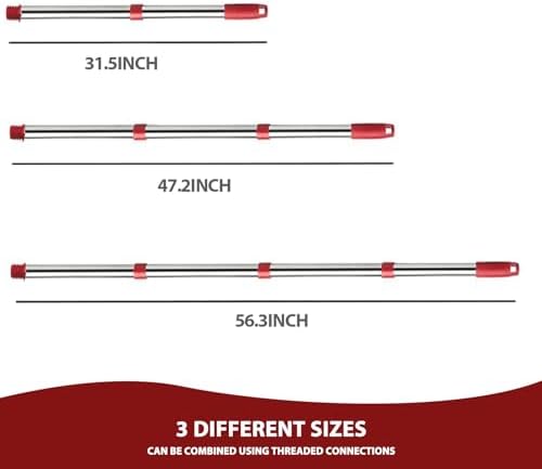 4-Section Adjustable Spin Mop Handle Replacement Sturdy for Tight Spots