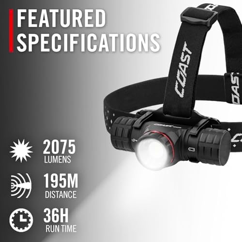 Coast XPH34R Rechargeable Headlamp with Dual Beam Magnetic Base