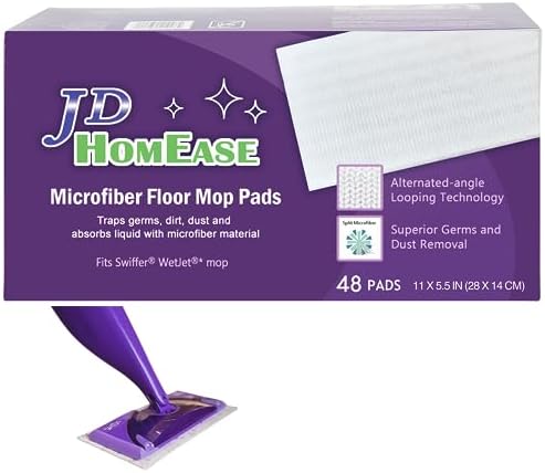 Durable Effective Floor MopPad with Microfiber for Swiffer WetJet 48-Count