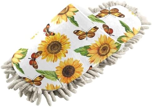 Sunflowers Butterfly Mop Slippers for Floor Cleaning