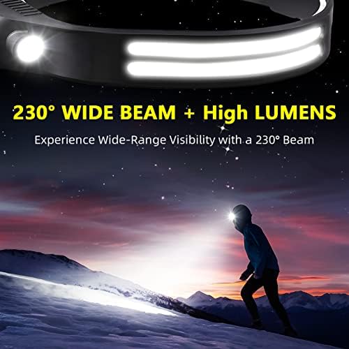 Beccason Rechargeable LED Headlamp Set with 3 Pieces for Hiking Camping