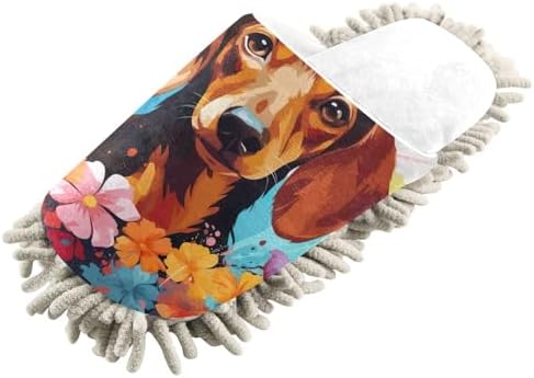 Cozy Microfiber Slippers Dachshund Dog Mops for Clean