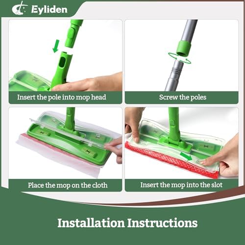 Eyliden Mop with 24 Wet Pads and Refills for Multi Surface Cleaning