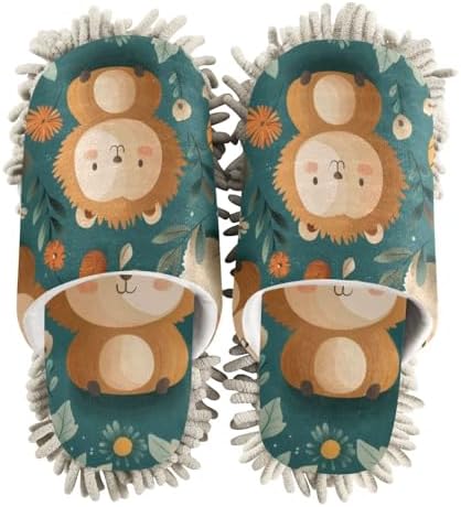 Adorable Cartoon Animal Mop Slipper for MenWomen Washable Soft