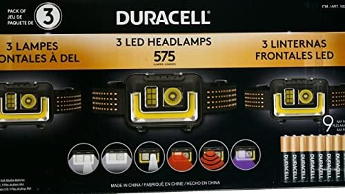Duracell LED Headlamps 575 Lumens 3 Count Bright Reliable for Camping