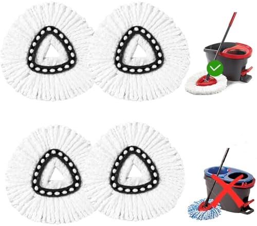 EPSUNORISE 4-Pack Mop Heads Compatible with Triangle Spin Mops