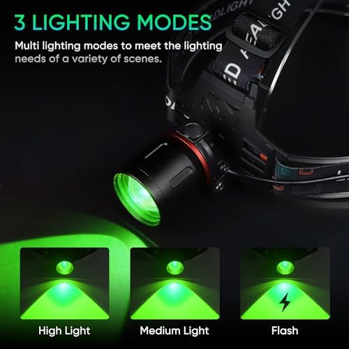 WINDFIRE RedGreen Headlamp 3 Modes Waterproof for Hunting More