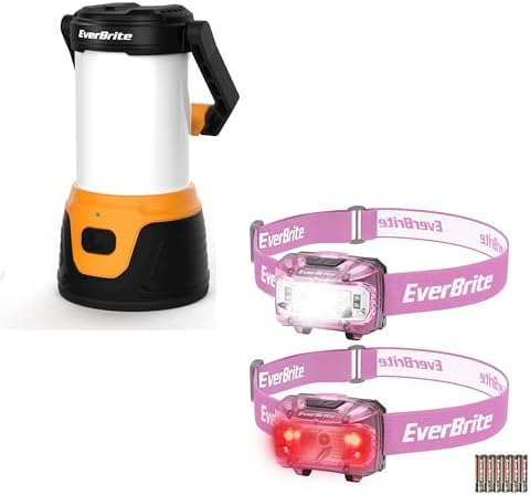 EverBrite 1000 Lumens Camping Lantern 2-Pack Rechargeable Headlamp