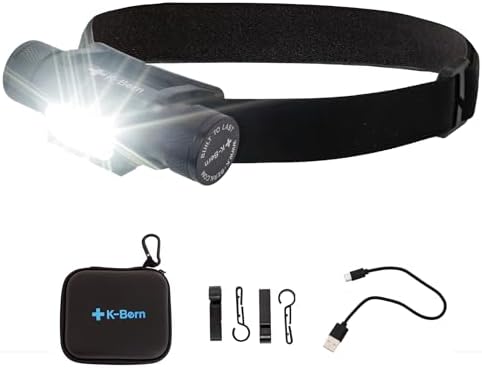 K-Bern Rechargeable Headlamp - Ultra-Bright Waterproof for Outdoor Use