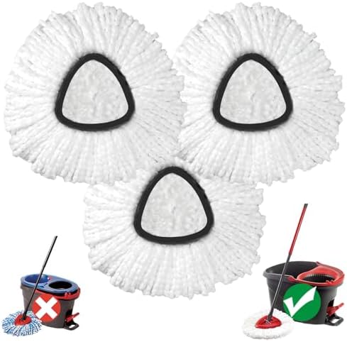 Mop Head Replacement 3 Pack Spin Mop Refill White