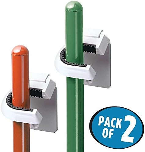 InterDesign Broom Mop Holder White Set of 2