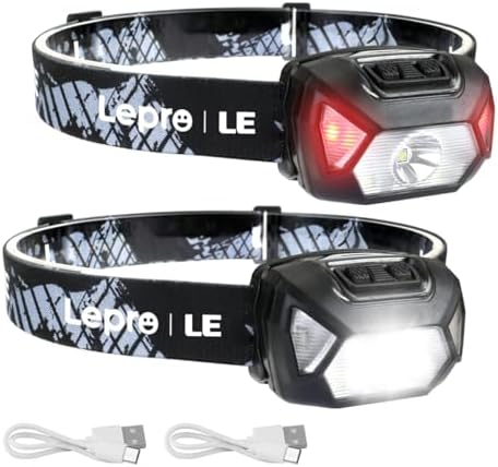 Lepro Rechargeable LED Headlamp - 6 Modes IPX4 Waterproof for Camping Hiking