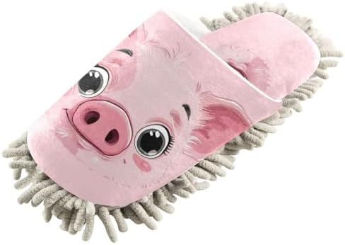 Zhirexin Cute Pig Cleaning Slippers Mop Shoes