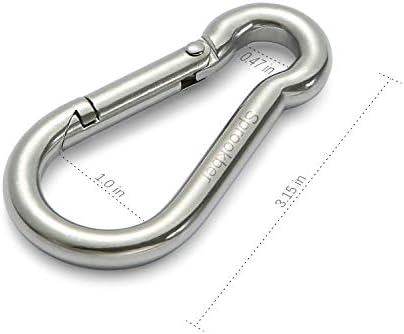 Sprookber 304 Stainless Steel Spring Snap Hook Carabiner Set of 6 1