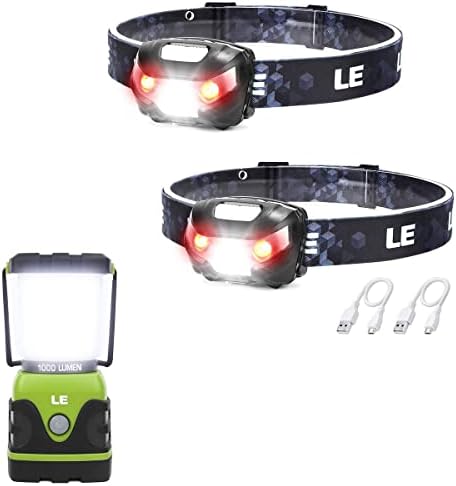 Lighting EVER Rechargeable LED Headlamp Lantern Bundle