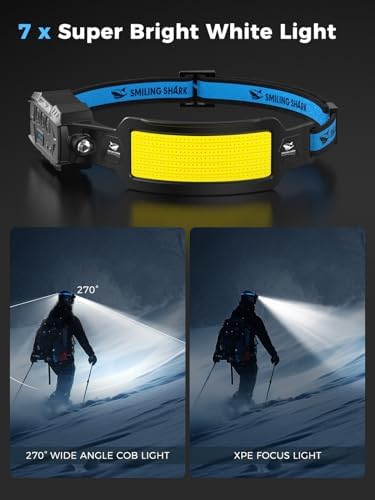 Headlamp Lights 2-Piece Rechargeable 7 White Lights 270 Beam