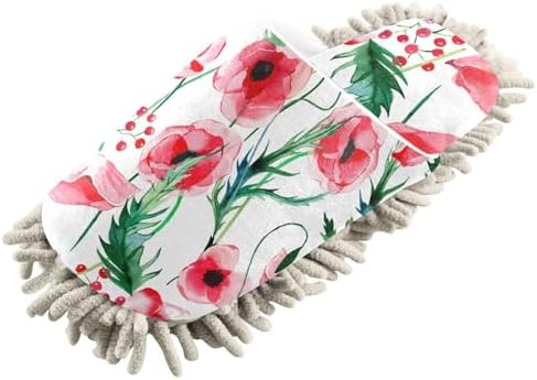 Summer Poppies Mop Slippers for Floor Cleaning