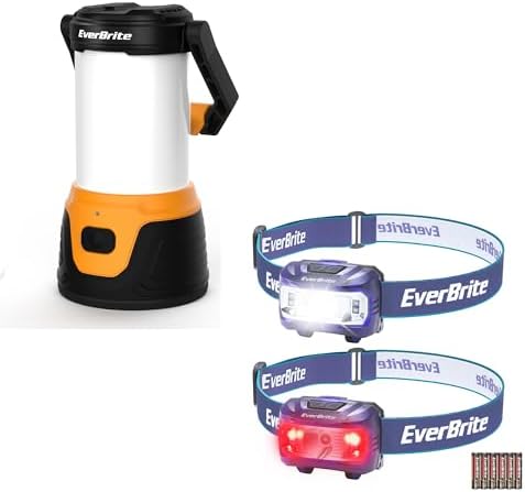 1000 Lumens Camping Lantern 2 Pack Headlamp by EverBrite