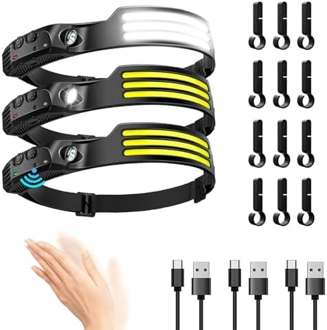 Rechargeable LED Headlamp Set 3-Piece 230 Motion Sensor