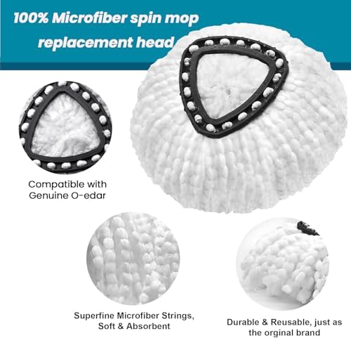 EPSUNORISE 4-Pack Mop Heads Compatible with Triangle Spin Mops