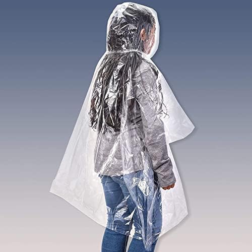 Juvale 10-Pack Disposable Rain Ponchos for Kids - Clear