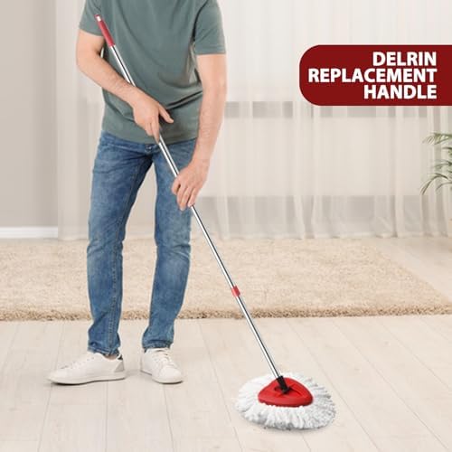 4-Section Adjustable Spin Mop Handle Replacement Sturdy for Tight Spots