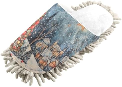 White Christmas Starry Night Tree Mop Slippers