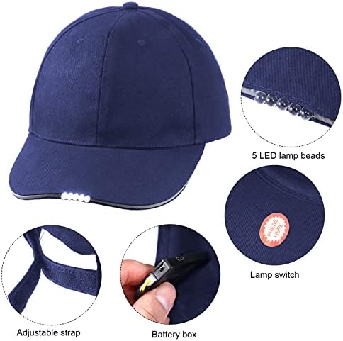 2-Piece LED Baseball Cap with Rechargeable Battery for Outdoor Use