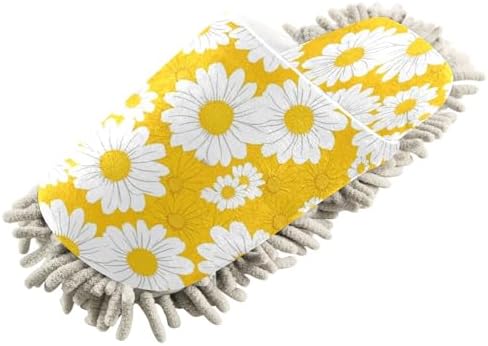 White Daisy Kitchen Cleaning Slippers - Washable Mop Shoes for MenWomen