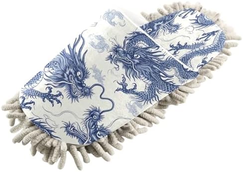 Zhirexin kitchen cleaning slippers Blue Dragons Microfiber Mop Slippers for home use