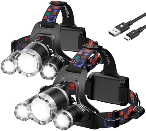 WdtProRechargeable Headlamp 90Adjustable LED Headlamp for Camping Hunting