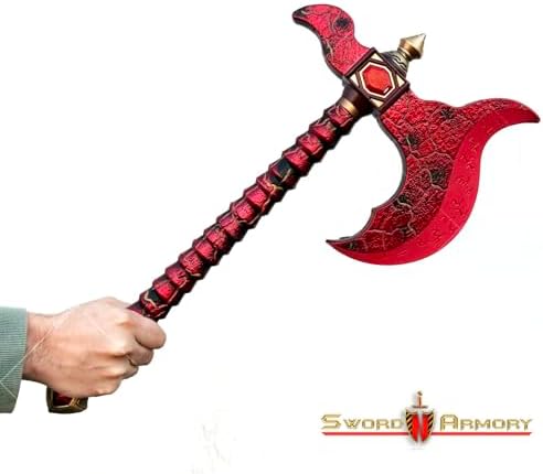 Fantasy Red Demon Axe Foam Replica Medieval Costume Prop