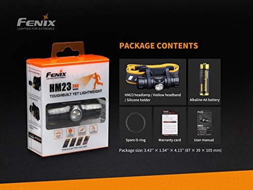 Fenix HM23 - 240 Max Lumens Professional Trail Headlamp IP68 Waterproof 100h Duration