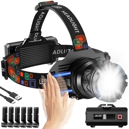 INECOKS Rechargeable Headlamp 990000 LM Motion Sensor with 9 Modes