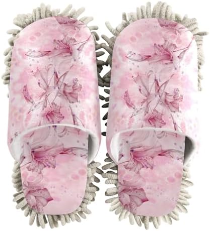 Kigai Microfiber Slippers for Perfect Floor Cleaning Pink Gladiolus Design