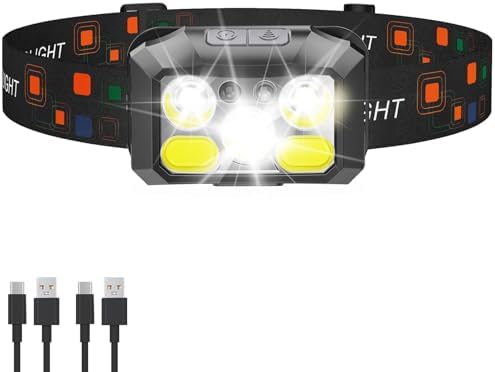 1200 Lumens Headlamp Rechargeable IPX4 Waterproof Red Light Mode 8 Modes