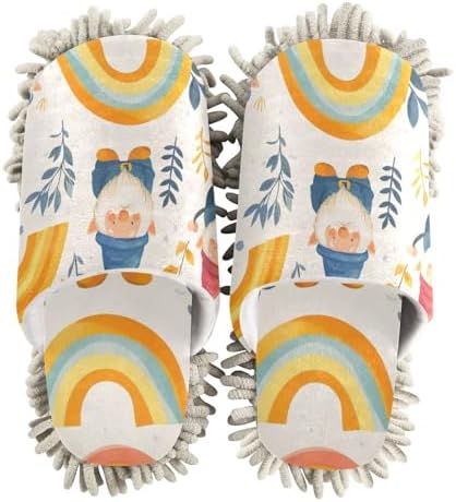 FLildon Microfiber Mop Slippers with Spring Gnomes Design