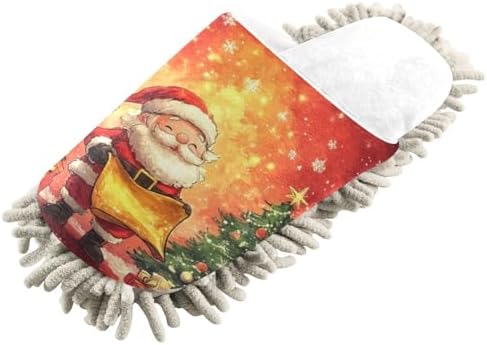 White Christmas Santa Tree Mop Slippers