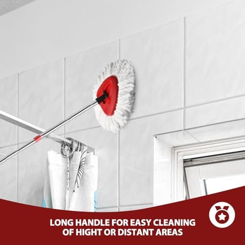 4-Section Adjustable Spin Mop Handle Replacement Sturdy for Tight Spots