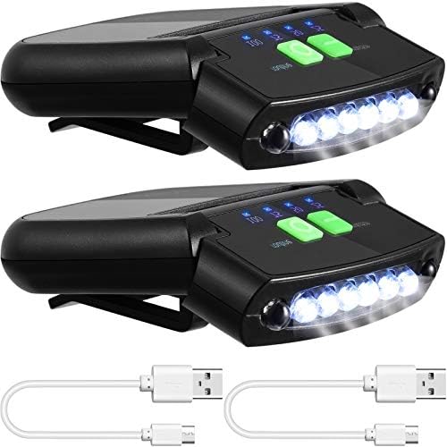 2-Piece LED Cap Lights for Camping Fishing - Rechargeable Waterproof