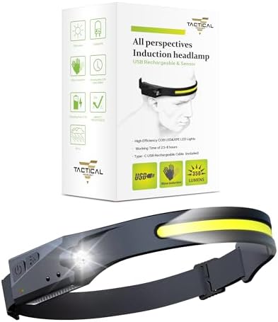 Tactical Headlamp 230 Beam Recharged with 350 Lumens IPX4 Waterproof