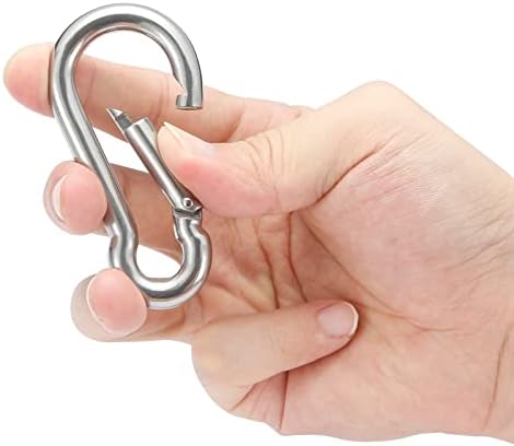 Sprookber 304 Stainless Steel Spring Snap Hook Carabiner Set of 6 1