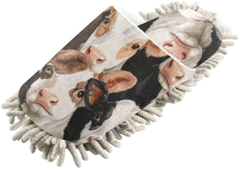 FLildon Microfiber Mop Slippers Farm Cow Design for Men Women