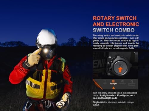 Fenix HP35R SAR Headlamp - Spotlight Floodlight and Flame Retardant with 4000 Lumens