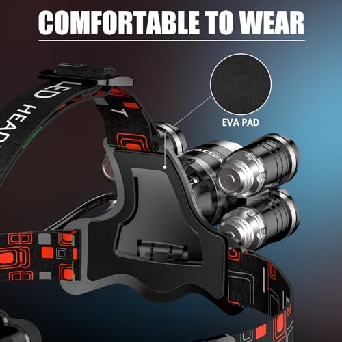Rechargeable LED Headlamp Adjustable Powerful for Camping Hiking Hunting