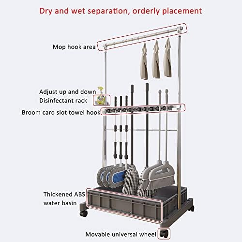 Sturdy Commercial Mop Rack with Hooks Trays for Clean Storage