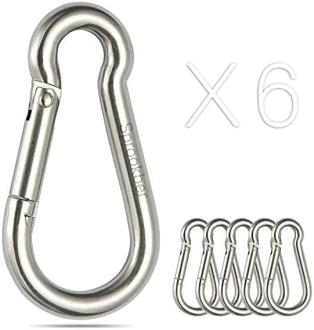 Sprookber 304 Stainless Steel Spring Snap Hook Carabiner Set of 6 1