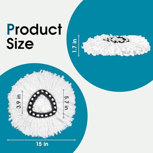 EPSUNORISE 4-Pack Mop Heads Compatible with Triangle Spin Mops