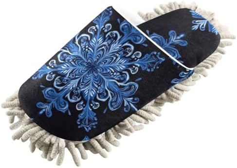 FLildon Microfiber Cleaning Slippers Dustedpressions Navy Blue Washable Mop Slipper for MenWomen
